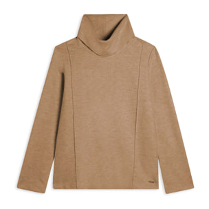 Felpa donna svasata con collo alto effetto tricot