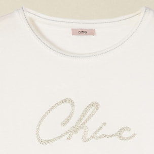 Oltre - T-shirt con ricamo lettering - Bianco