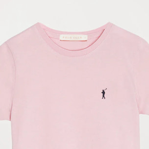 Maglietta basic rosa a maniche corte con logo Rigby Go