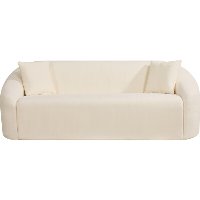Canapé droit fixe en tissu "Ondine" - 3 places - Beige