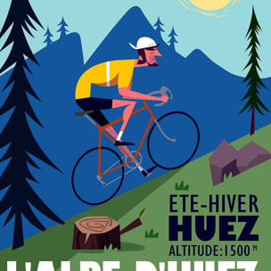 Poster de l'alpe d'huez Affiche + cadre en bois - Chêne