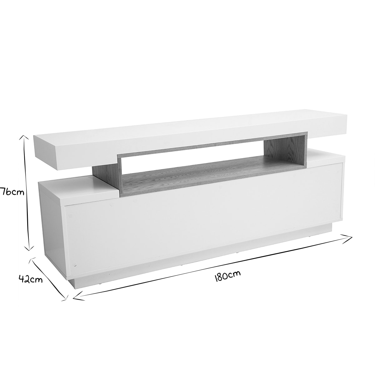 Buffet scandinave blanc mat et bois 4 portes L180 cm LIVO