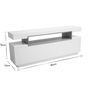 Buffet scandinave blanc mat et bois 4 portes L180 cm LIVO