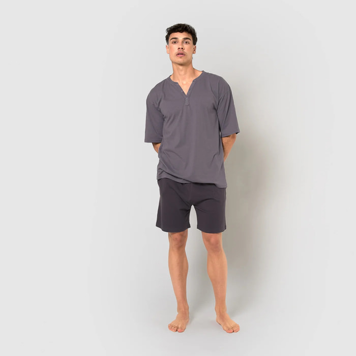 Pijama corto con botones índigo