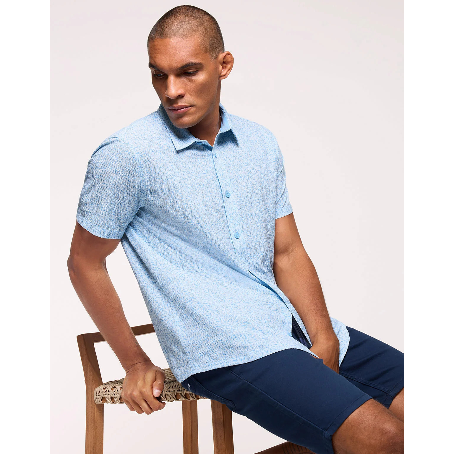 Camisa Manga Corta Azul - Uros