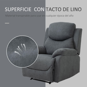 Sofá Reclinable con Reposapiés Cojín 97x96x105,5cm Gris