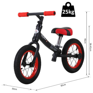 Draisienne enfant roues 12'' hauteur selle réglable acier noir