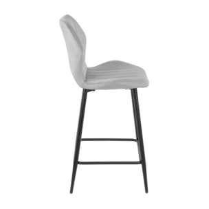 Chaise haute en velours capitonné avec dossier - 3 coloris - VICTOR