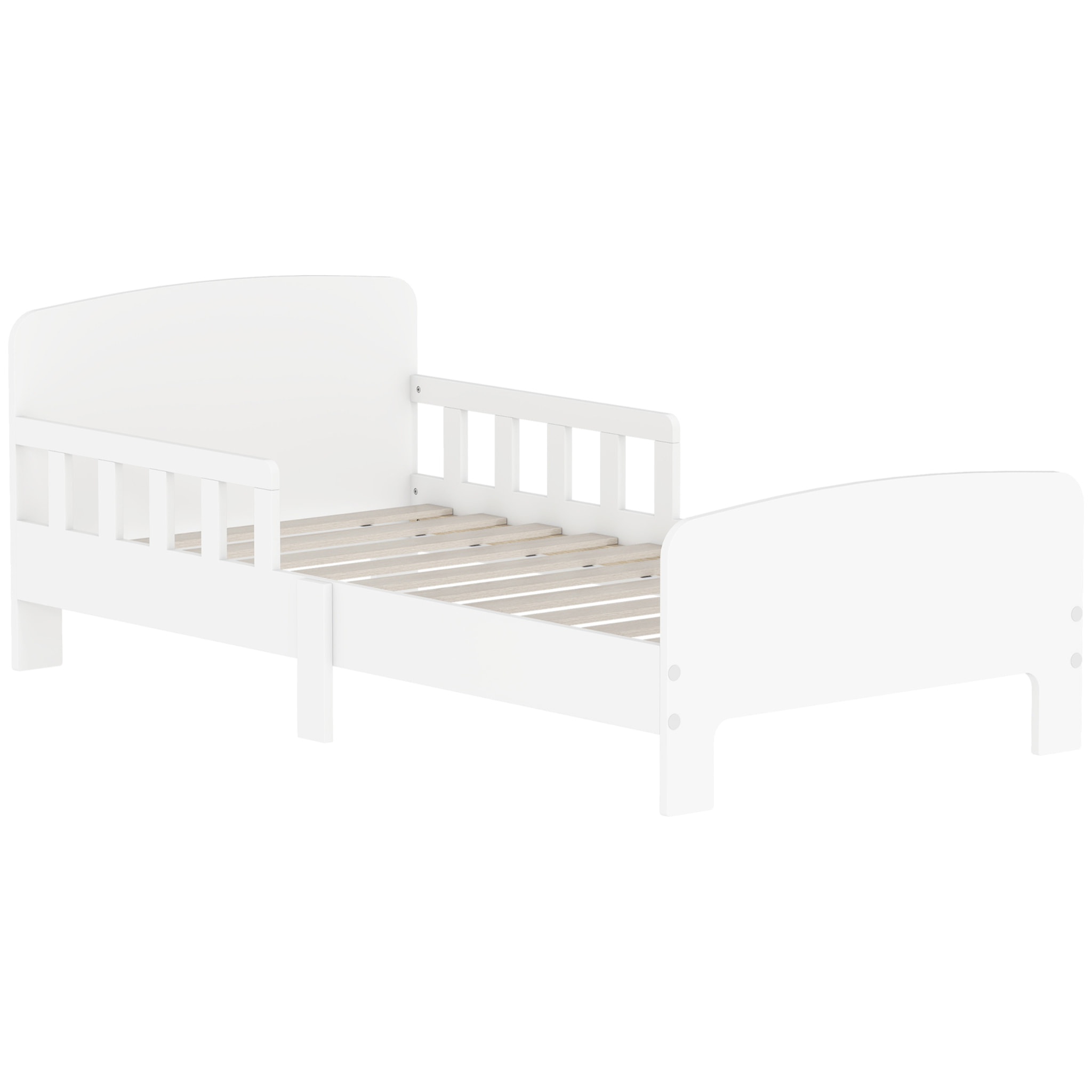 Cama Infantil 70x140 cm, Cama para Niños con Barrera Anticaídas y Somier, para Niños y Niñas de 3-8 Años, Blanco