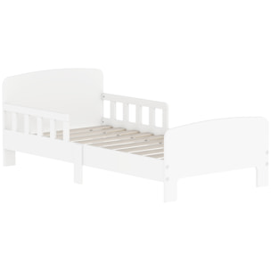 Cama Infantil 70x140 cm, Cama para Niños con Barrera Anticaídas y Somier, para Niños y Niñas de 3-8 Años, Blanco