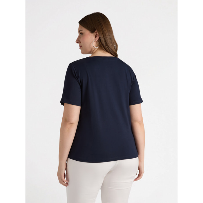 Fiorella Rubino - T-shirt con scritta in borchie - Blu