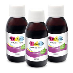 PEDIAKID - Complément Alimentaire Naturel Pediakid Immuno-Fort - Formule Exclusive au Sirop d'Agave - Aide à Soutenir les Défenses Naturelles de l'Organisme - Goût Myrtille - Lot de 3 produits