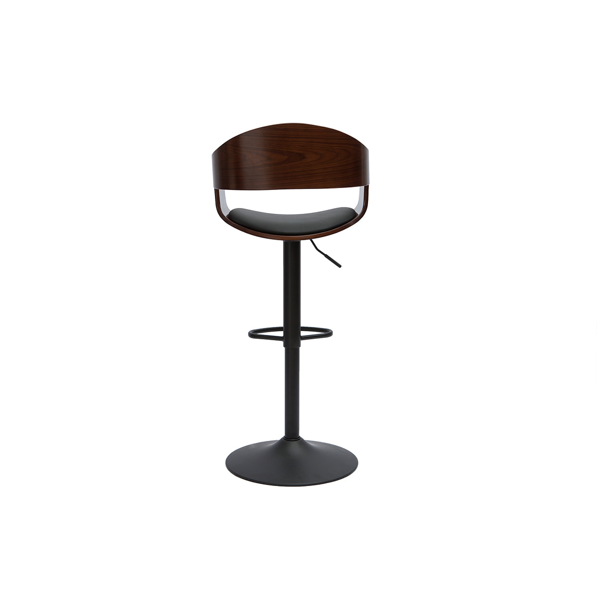 Tabouret de bar design réglable noir et bois foncé EUSTACHE