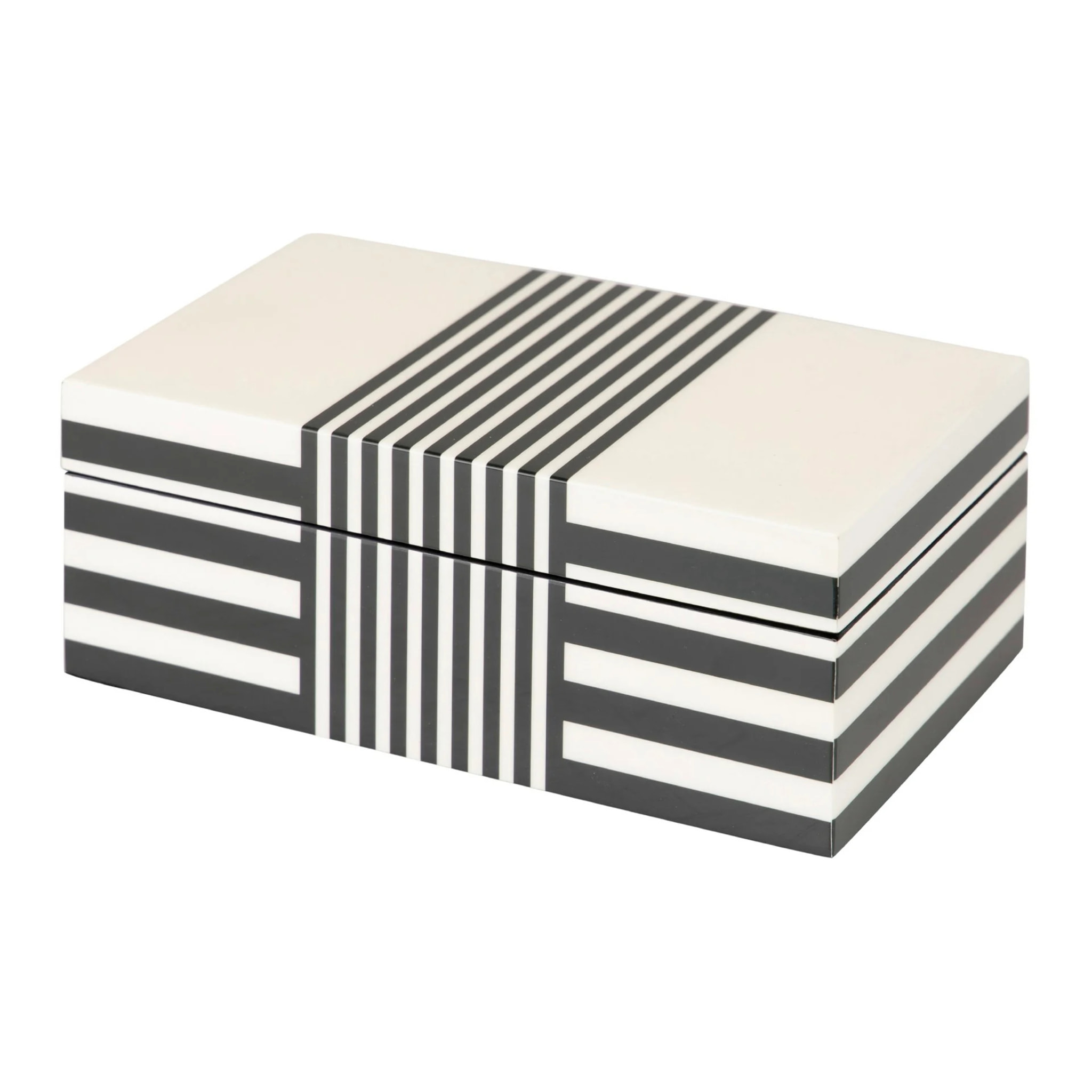 Caja Mdf Lacada Blanca Y Negra 20x12x8 Cm