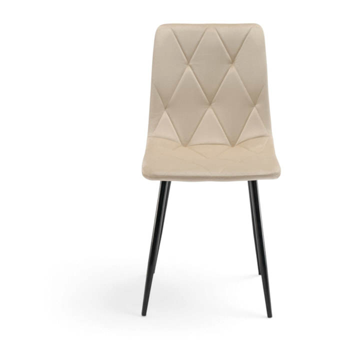 Set di 4 sedie CUENCA in tessuto effetto velluto beige e gambe nere