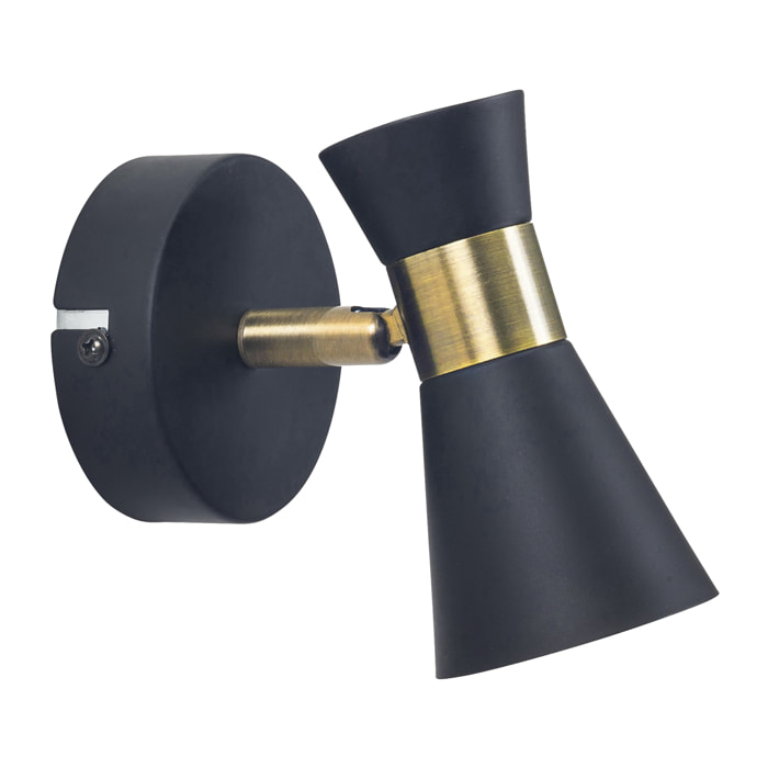 FORLIGHT Eufo lampara aplique negro con acabado oro para bombilla GU10