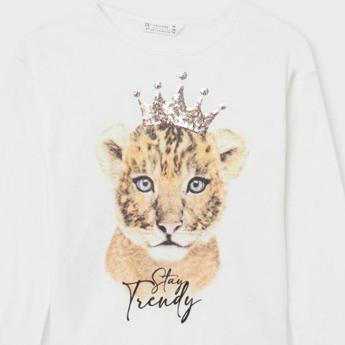 T-shirt stampa tigre e paillettes