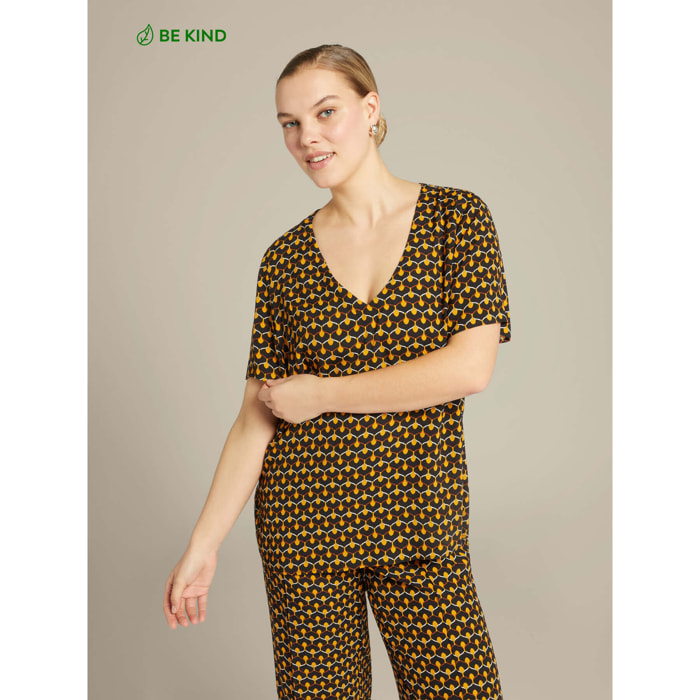 Elena Mirò - Blusa estampada de viscosa ECOVERO™ - Negro