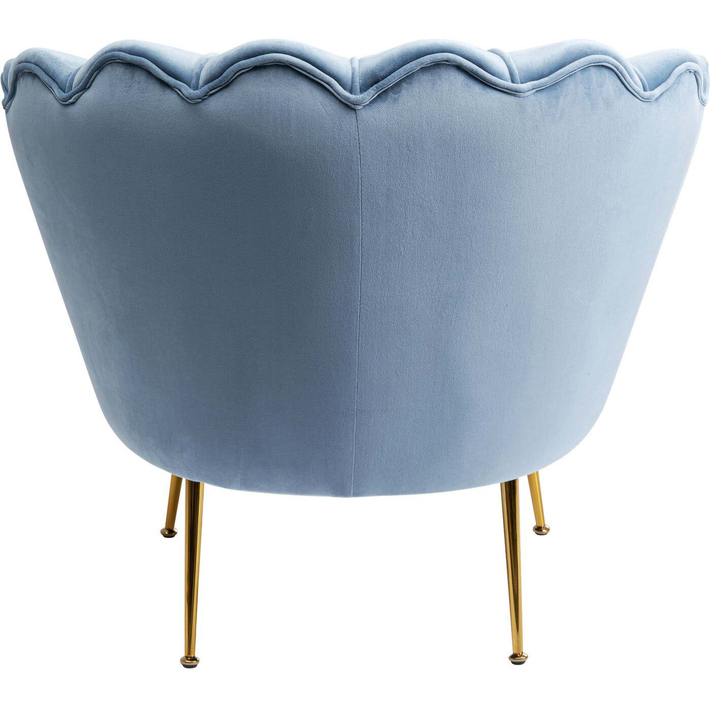 Fauteuil Water Lily velours bleu et acier doré Kare Design