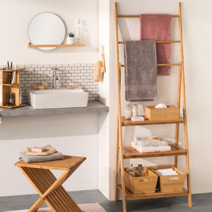 Étagère porte-serviette 3 niveaux bambou