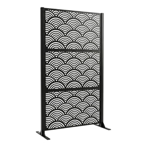 Nami - Pannello Frangivista Separè 100x180x30 cm da Esterno in Metallo Nero