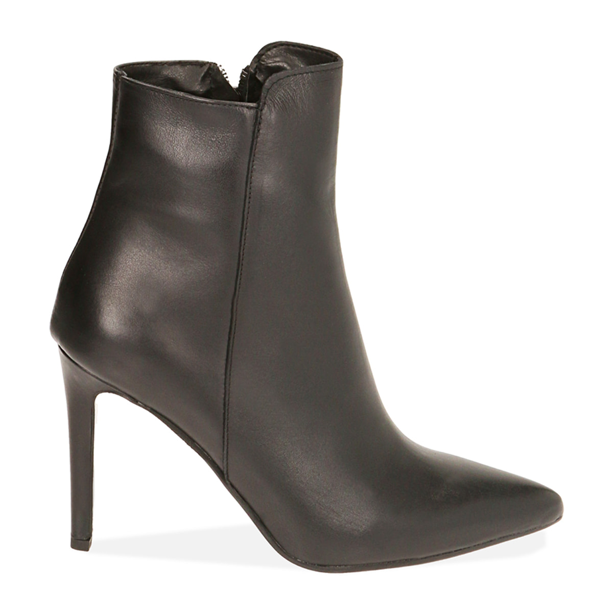 Ankle boots neri in pelle, tacco 10 cm