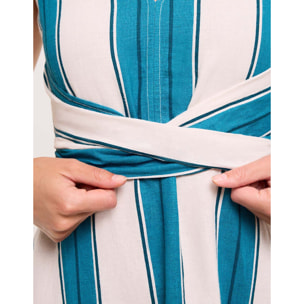 Vestido Midi Turquesa Rayas - Dianes