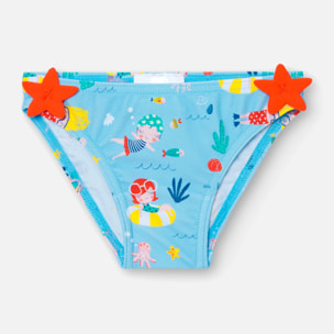 Braguita estampada niña, poliamida, azul claro