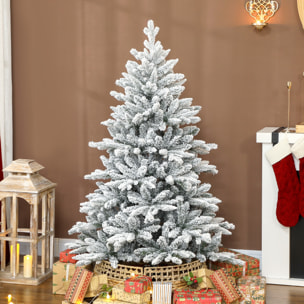 Sapin de Noël artificiel enneigé H.150cm 768 branches grand réalisme support métal pliable vert blanc