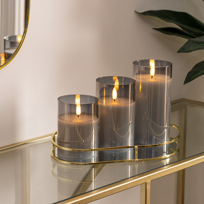 Coffret 3 bougies LED Sena noir H10/12/15cm