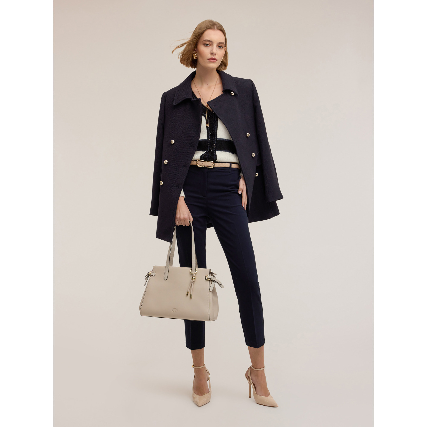 Motivi - Abrigo cruzado de paño - Azul