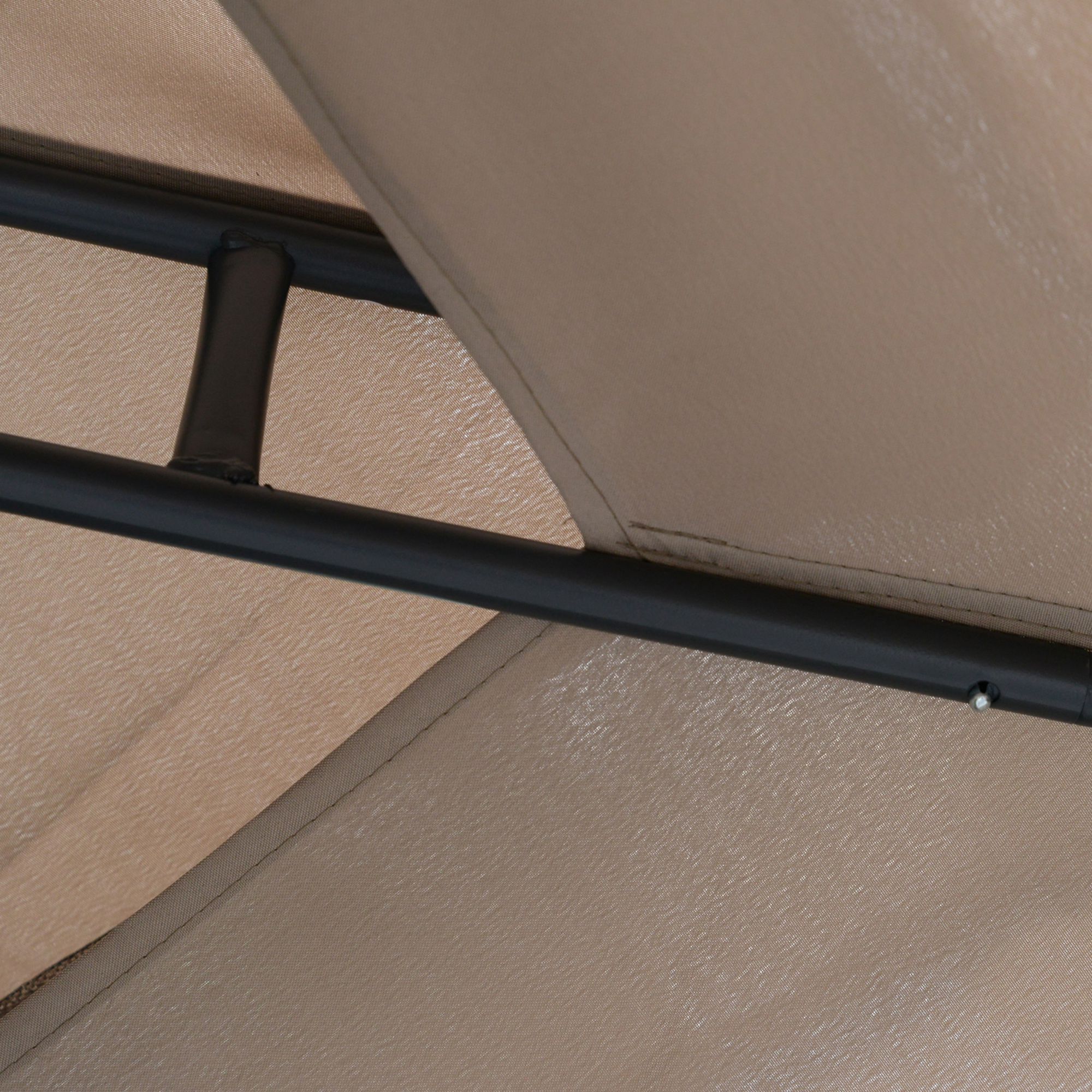 Cenador de Jardín 3x3 m Pabellón de Exterior con Doble Techo de Ventilación 4 Cortinas Mosquiteras Laterales con Cremallera 4 Orificios de Drenaje para Fiestas Patio Marrón Pardo