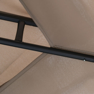 Cenador de Jardín 3x3 m Pabellón de Exterior con Doble Techo de Ventilación 4 Cortinas Mosquiteras Laterales con Cremallera 4 Orificios de Drenaje para Fiestas Patio Marrón Pardo