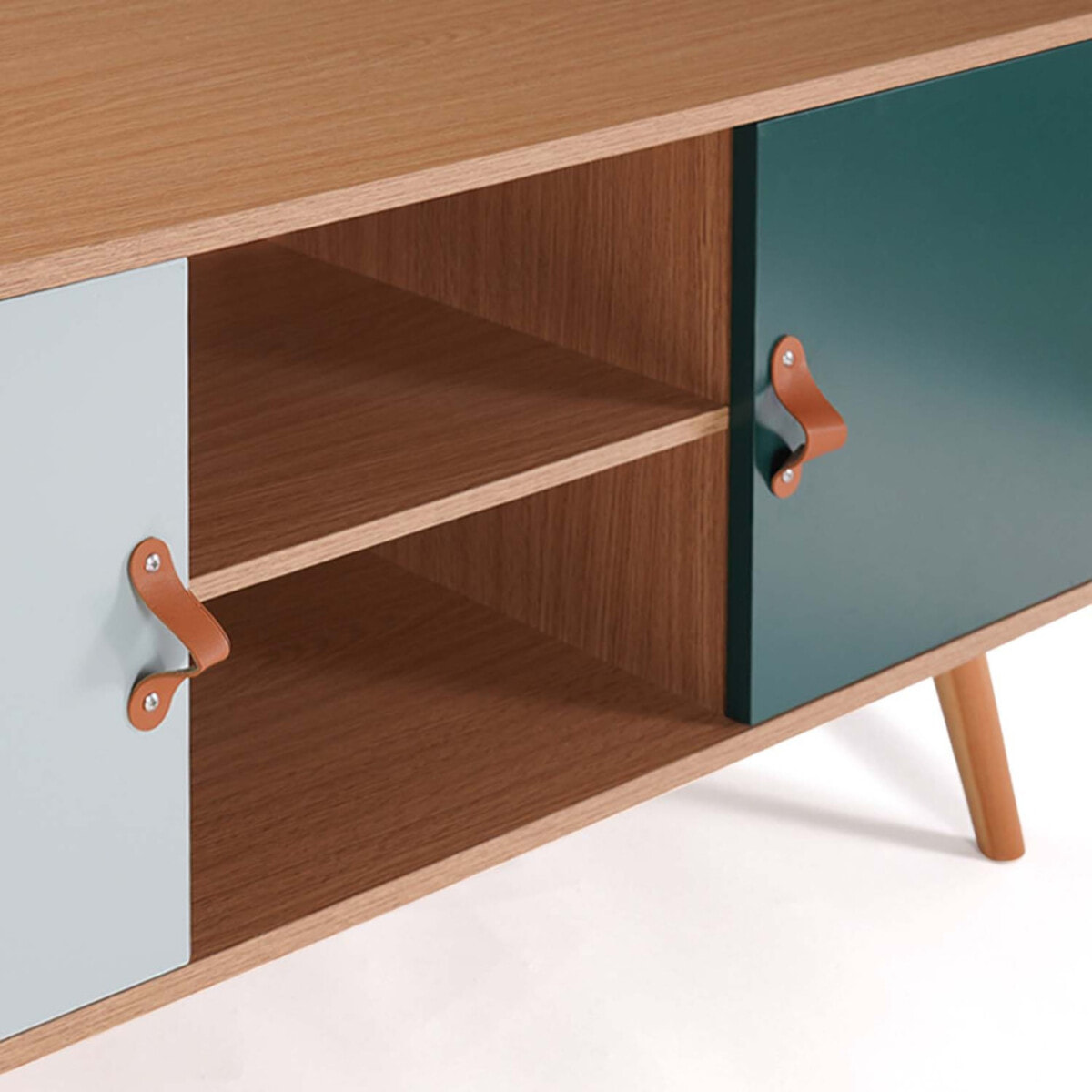 Meuble TV Aria 2 portes vert clair et foncé L113cm