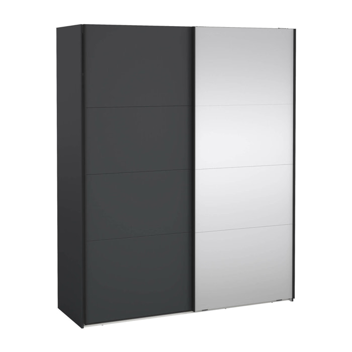 Guardaroba 2 ante Malakas, Mobile camera da letto, Cabina armadio portabiti, Armadio appendiabiti, 179x65 h220 cm, Grigio
