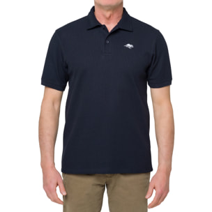 Polo tinta unita KITAMI cotone jaquard Blu Navy
