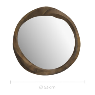 Miroir rond en bois de suar ondulé D53 cm - Yong