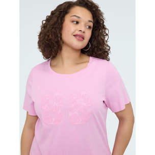 Fiorella Rubino - Camiseta de algodón mood college - Rosa