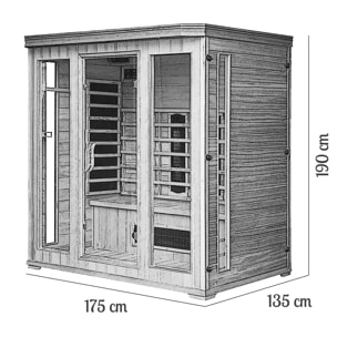 Cabine de sauna luxe infrarouge 4/5 places ABATE