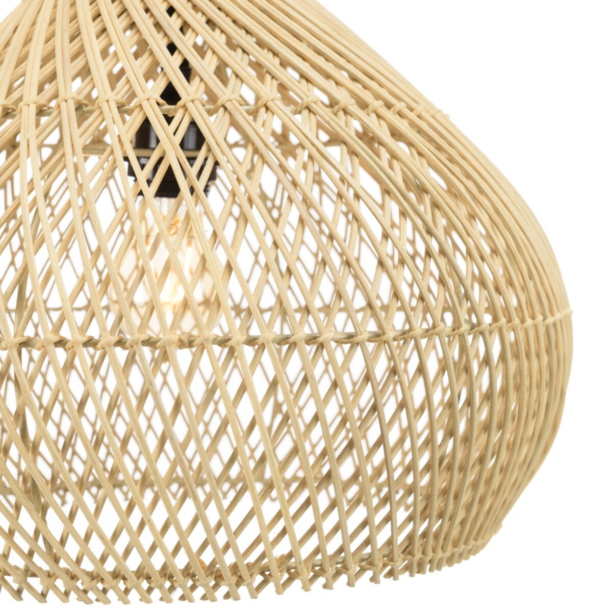 SIXTINE - Suspension 'cloche' 40x40cm rotin couleur naturelle et teck