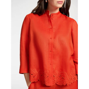 Elena Mirò - Camicia in lino con ricami - Arancione