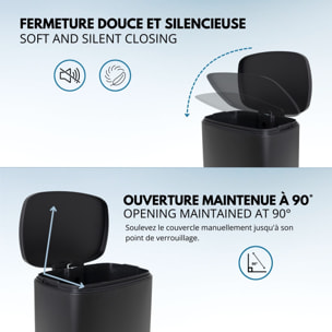 Poubelle à pédale inox ADMIRAL noir 50L
