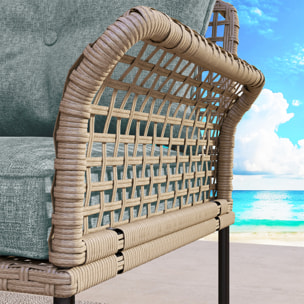 Conjunto de Jardín Exterior de Ratán Sintético de 5 Piezas Muebles de Jardín Exterior Incluye 2 Sofás Esquineras 1 Sofá de Exterior 1 Taburete 1 Mesa de Centro con Cojines Gris