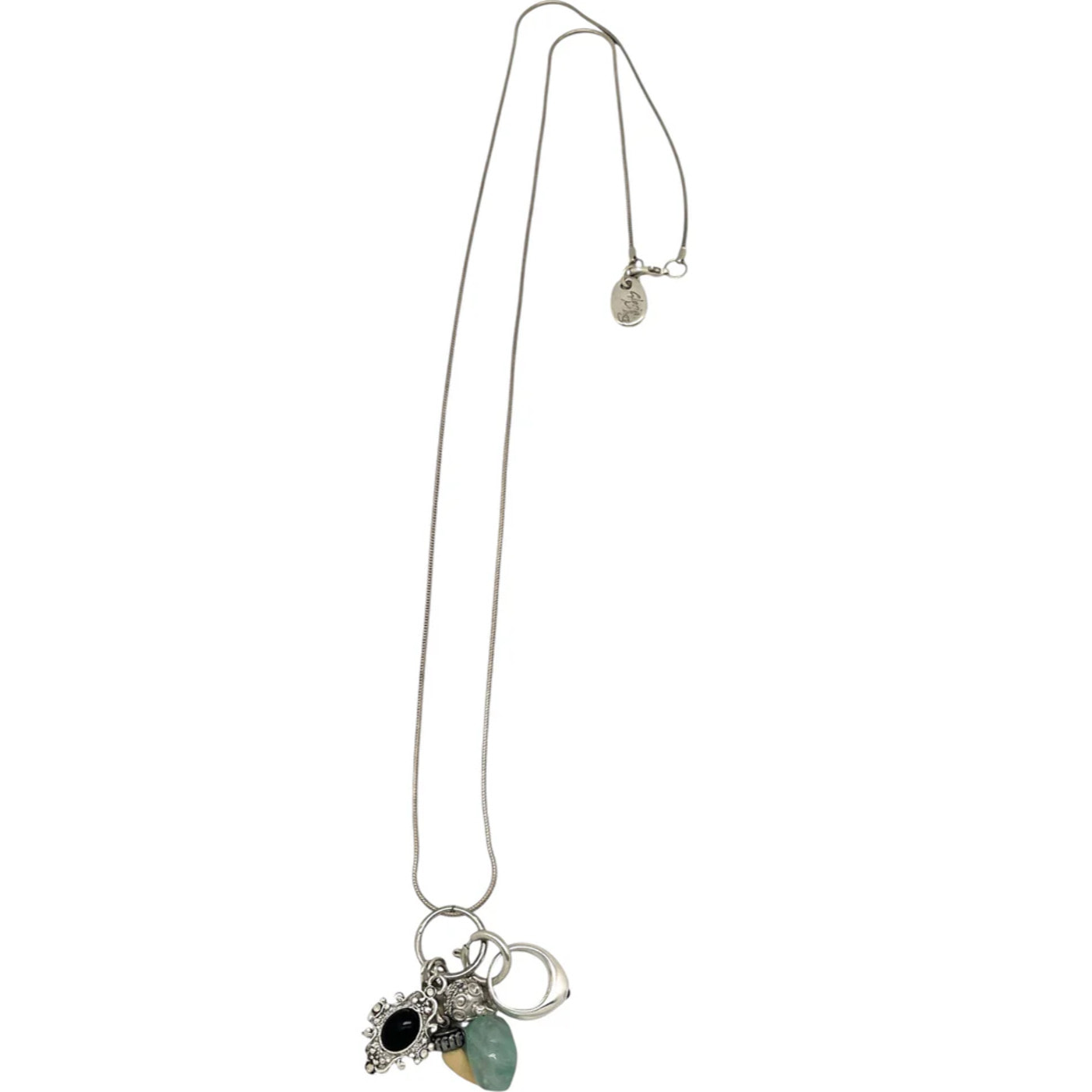 Collar largo Drift plata 10µ con anillo y otros charms