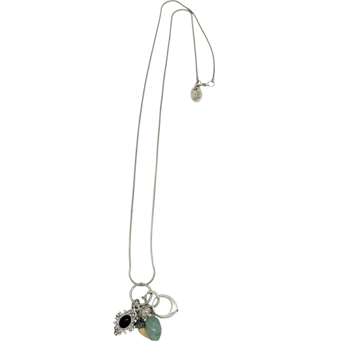 Collar largo Drift plata 10µ con anillo y otros charms