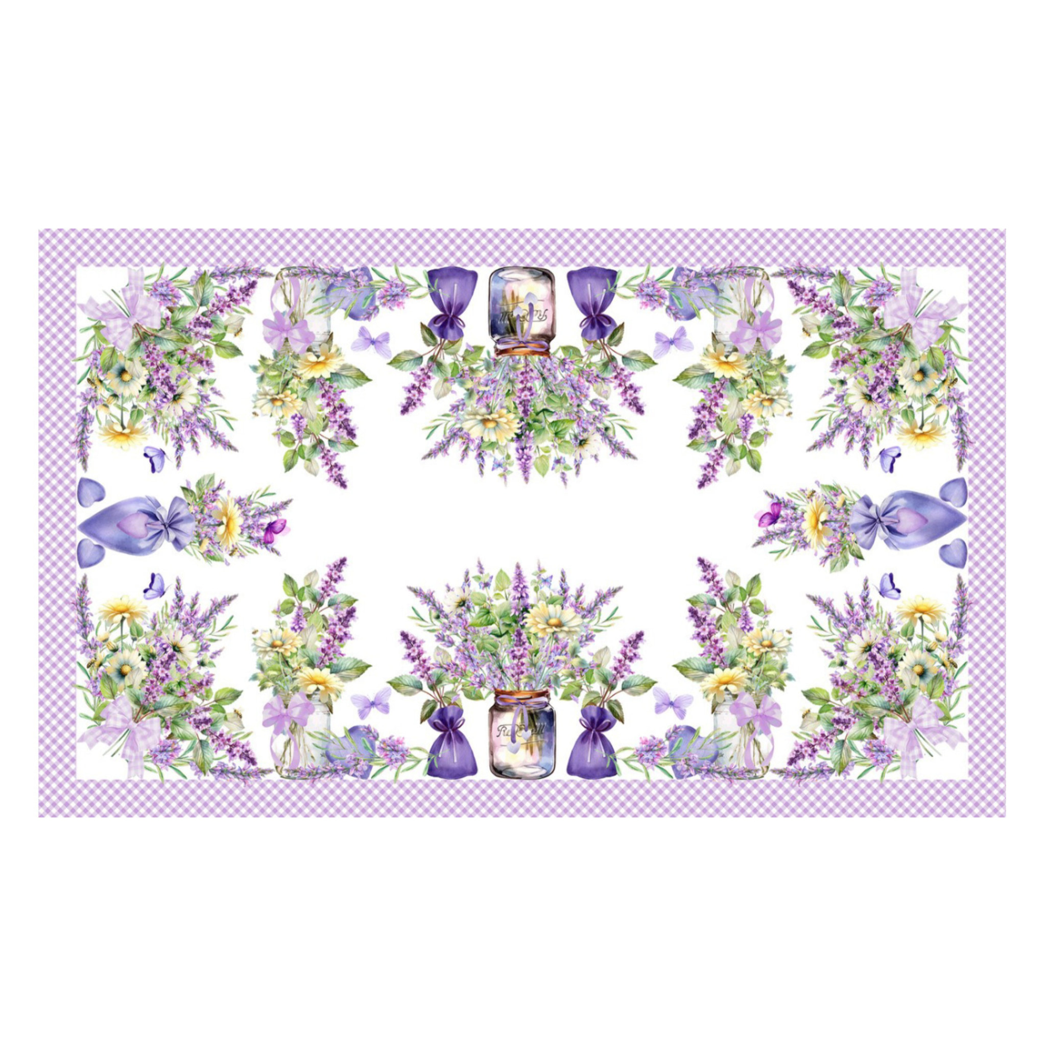 Tovaglia Stampa Digitale 100% Cotone Disegno Lavanda