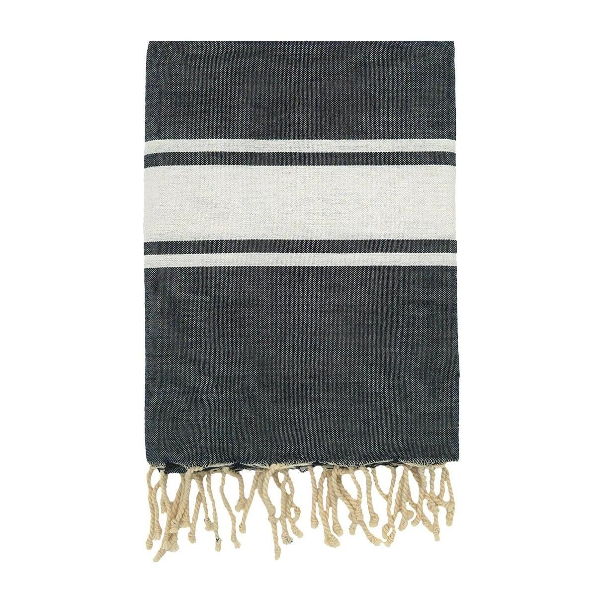 Fouta plate traditionnelle L - Kozo Bleu Marine - 190g/m²