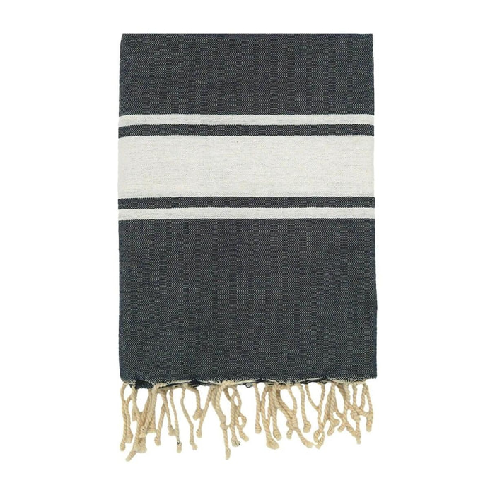 Fouta plate traditionnelle L - Kozo Bleu Marine - 190g/m²
