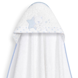 Capa Baño 1X1 Mod Osito Sentado Estrella+ Gorro Bco/Azul