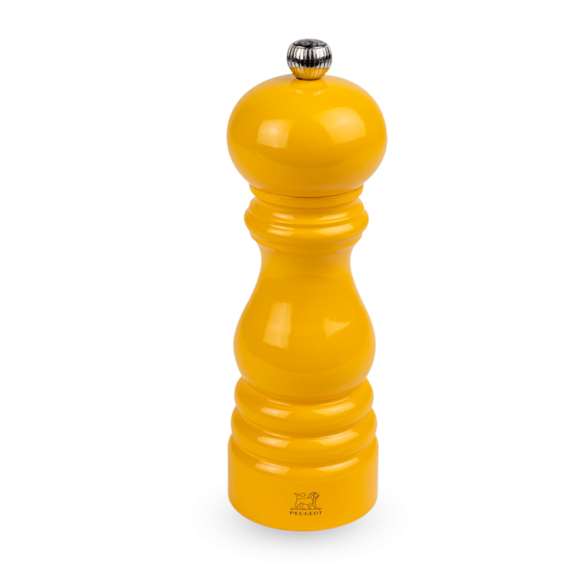 Moulin à sel manuel en bois laqué, jaune safran, 18 cm - 7in. Paris